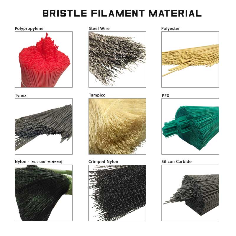 bristle filaments, sweeper brush material, brush filaments