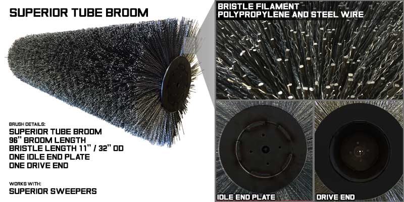 Main broom, main brush, tube brooms, tube broom